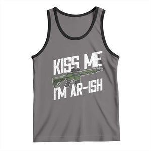 Kiss Me Im ARish Funny St Patricks Day Tank Top Tactical Irish Humor for Gun Enthusiasts TS02 Deep Heather Black Print Your Wear