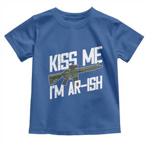 Kiss Me Im ARish Funny St Patricks Day Toddler T Shirt Tactical Irish Humor for Gun Enthusiasts TS02 Royal Blue Print Your Wear