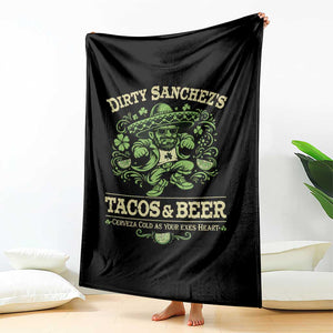 Dirty Sanchezs Tacos and Beer Funny Fiesta Throw Blanket Cerveza Cold as Your Exes Heart Mexican Party Humor TS02 Print Your Wear