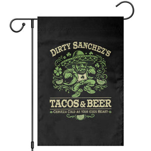 Dirty Sanchezs Tacos and Beer Funny Fiesta Garden Flag Cerveza Cold as Your Exes Heart Mexican Party Humor TS02 Black Print Your Wear