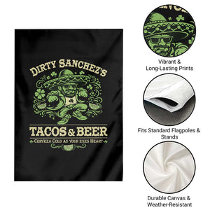 Dirty Sanchezs Tacos and Beer Funny Fiesta Garden Flag Cerveza Cold as Your Exes Heart Mexican Party Humor TS02 Print Your Wear