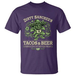 Dirty Sanchezs Tacos and Beer Funny Fiesta T Shirt Cerveza Cold as Your Exes Heart Mexican Party Humor TS02 Purple Print Your Wear