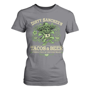 Dirty Sanchezs Tacos and Beer Funny Fiesta T Shirt For Women Cerveza Cold as Your Exes Heart Mexican Party Humor TS02 Charcoal Print Your Wear