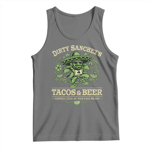 Dirty Sanchezs Tacos and Beer Funny Fiesta Tank Top Cerveza Cold as Your Exes Heart Mexican Party Humor TS02 Black Heather Print Your Wear