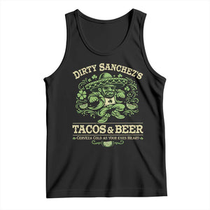 Dirty Sanchezs Tacos and Beer Funny Fiesta Tank Top Cerveza Cold as Your Exes Heart Mexican Party Humor TS02 Black Print Your Wear