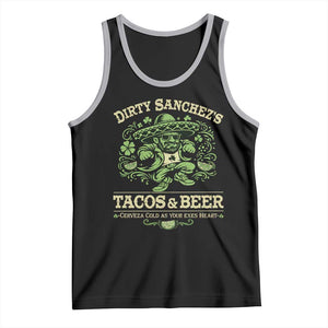 Dirty Sanchezs Tacos and Beer Funny Fiesta Tank Top Cerveza Cold as Your Exes Heart Mexican Party Humor TS02 Black Athletic Heather Print Your Wear