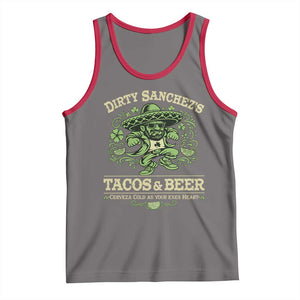 Dirty Sanchezs Tacos and Beer Funny Fiesta Tank Top Cerveza Cold as Your Exes Heart Mexican Party Humor TS02 Deep Heather Red Print Your Wear