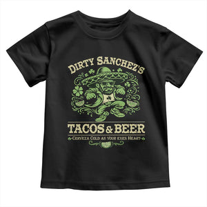 Dirty Sanchezs Tacos and Beer Funny Fiesta Toddler T Shirt Cerveza Cold as Your Exes Heart Mexican Party Humor TS02 Black Print Your Wear