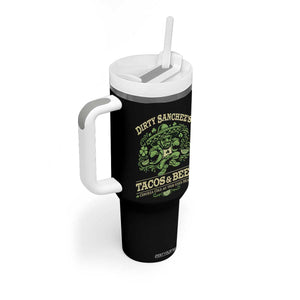 Dirty Sanchezs Tacos and Beer Funny Fiesta Tumbler With Handle Cerveza Cold as Your Exes Heart Mexican Party Humor TS02 Print Your Wear