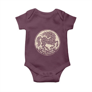 Year of the Fire Horse 1966 2026 Graphic Baby Onesie - 60 Years Chinese Zodiac Horse Vintage Style TS02 Maroon Print Your Wear