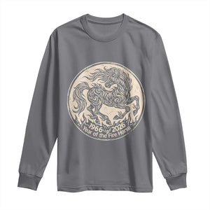 Year of the Fire Horse 1966 2026 Graphic Long Sleeve Shirt 60 Years Chinese Zodiac Horse Vintage Style TS02 Charcoal Print Your Wear