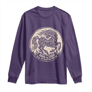 Year of the Fire Horse 1966 2026 Graphic Long Sleeve Shirt 60 Years Chinese Zodiac Horse Vintage Style TS02 Purple Print Your Wear