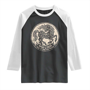 Year of the Fire Horse 1966 2026 Graphic Raglan Shirt 60 Years Chinese Zodiac Horse Vintage Style TS02 Black White Print Your Wear