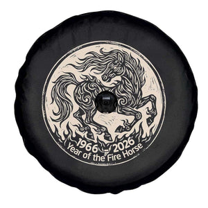 Year of the Fire Horse 1966 2026 Graphic Spare Tire Cover 60 Years Chinese Zodiac Horse Vintage Style TS02 Print Your Wear