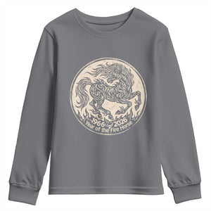 Year of the Fire Horse 1966 2026 Graphic Youth Sweatshirt 60 Years Chinese Zodiac Horse Vintage Style TS02 Charcoal Print Your Wear