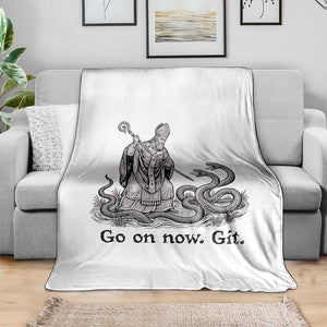Go On Now Git Funny Saint Patrick Banishing Snakes Throw Blanket Irish History Humor St Patricks Day TS02 Print Your Wear