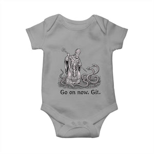 Go On Now Git Funny Saint Patrick Banishing Snakes Baby Onesie Irish History Humor St Patricks Day TS02 Sport Gray Print Your Wear