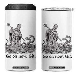 Go On Now Git Funny Saint Patrick Banishing Snakes 4 in 1 Can Cooler Tumbler Irish History Humor St Patricks Day TS02 One Size: 16 oz White Print Your Wear