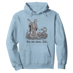 Go On Now Git Funny Saint Patrick Banishing Snakes Hoodie Irish History Humor St Patricks Day TS02 Light Blue Print Your Wear