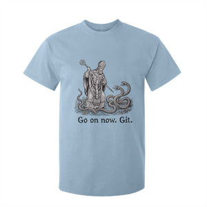 Go On Now Git Funny Saint Patrick Banishing Snakes T Shirt For Kid Irish History Humor St Patricks Day TS02 Light Blue Print Your Wear