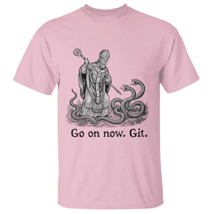 Go On Now Git Funny Saint Patrick Banishing Snakes T Shirt - Irish History Humor St Patricks Day TS02 Light Pink Print Your Wear