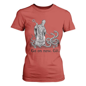 Go On Now Git Funny Saint Patrick Banishing Snakes T Shirt For Women Irish History Humor St Patricks Day TS02 Red Print Your Wear