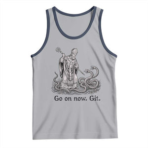 Go On Now Git Funny Saint Patrick Banishing Snakes Tank Top Irish History Humor St Patricks Day TS02 Athletic Heather Navy Print Your Wear