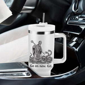 Go On Now Git Funny Saint Patrick Banishing Snakes Tumbler With Handle Irish History Humor St Patricks Day TS02 Print Your Wear