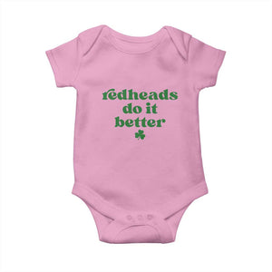 Redheads Do It Better Funny Irish Pride Baby Onesie St Patricks Day Ginger Humor TS02 Light Pink Print Your Wear