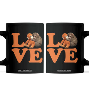 Love Punch the Baby Monkey Coffee Mug Cute Hugging Plush Toy Viral Friendship TS02 Black Print Your Wear