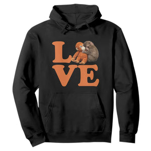 Love Punch the Baby Monkey Hoodie Cute Hugging Plush Toy Viral Friendship TS02 Black Print Your Wear