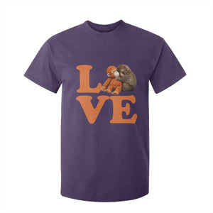 Love Punch the Baby Monkey T Shirt For Kid Cute Hugging Plush Toy Viral Friendship TS02 Purple Print Your Wear