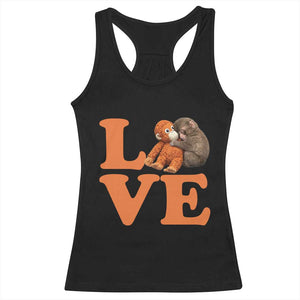 Love Punch the Baby Monkey Racerback Tank Top Cute Hugging Plush Toy Viral Friendship TS02 Black Print Your Wear