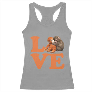 Love Punch the Baby Monkey Racerback Tank Top Cute Hugging Plush Toy Viral Friendship TS02 Sport Gray Print Your Wear