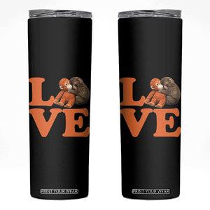 Love Punch the Baby Monkey Skinny Tumbler Cute Hugging Plush Toy Viral Friendship TS02 Black Print Your Wear