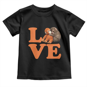 Love Punch the Baby Monkey Toddler T Shirt Cute Hugging Plush Toy Viral Friendship TS02 Black Print Your Wear