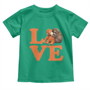 Love Punch the Baby Monkey Toddler T Shirt Cute Hugging Plush Toy Viral Friendship TS02 Irish Green Print Your Wear