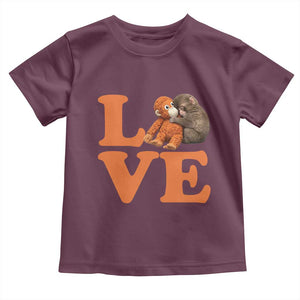 Love Punch the Baby Monkey Toddler T Shirt Cute Hugging Plush Toy Viral Friendship TS02 Maroon Print Your Wear