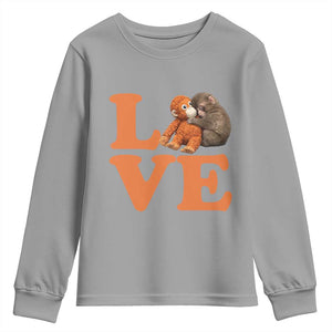Love Punch the Baby Monkey Youth Sweatshirt Cute Hugging Plush Toy Viral Friendship TS02 Sport Gray Print Your Wear