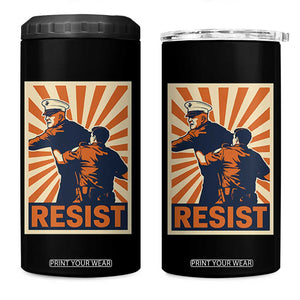Resist Marine Veteran Political Protest 4 in 1 Can Cooler Tumbler America First Anti War TS02 One Size: 16 oz Black Print Your Wear