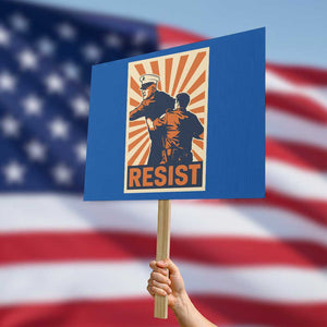 Resist Marine Veteran Political Protest Protest Sign America First Anti War TS02 Horizontal 18" × 24" Blue Print Your Wear