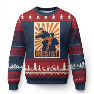 Resist Marine Veteran Political Protest Ugly Christmas Sweater America First Anti War TS02 Navy Red Print Your Wear