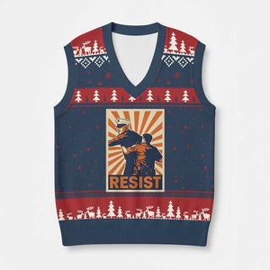 Resist Marine Veteran Political Protest V-Neck Knit Sweater Vest America First Anti War TS02 Navy Red Print Your Wear