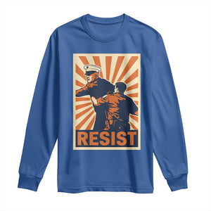 Resist Marine Veteran Political Protest Long Sleeve Shirt America First Anti War TS02 Royal Blue Print Your Wear