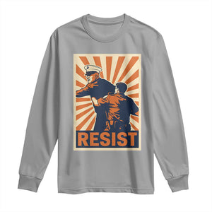 Resist Marine Veteran Political Protest Long Sleeve Shirt America First Anti War TS02 Sport Gray Print Your Wear