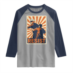 Resist Marine Veteran Political Protest Raglan Shirt America First Anti War TS02 Sport Gray Navy Print Your Wear
