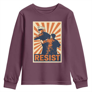 Resist Marine Veteran Political Protest Youth Sweatshirt America First Anti War TS02 Maroon Print Your Wear
