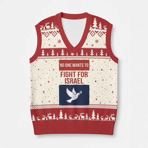 No One Wants To Fight For Israel Dove V-Neck Knit Sweater Vest Peace Freedom Supporter Anti War TS02 Beige Red Print Your Wear