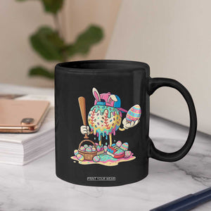 Funny Baseball Easter Bunny Graphic Coffee Mug Colorful Drip Egg Hunt Sports Mashup TS02 Print Your Wear