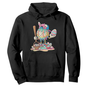 Funny Baseball Easter Bunny Graphic Hoodie Colorful Drip Egg Hunt Sports Mashup TS02 Black Print Your Wear